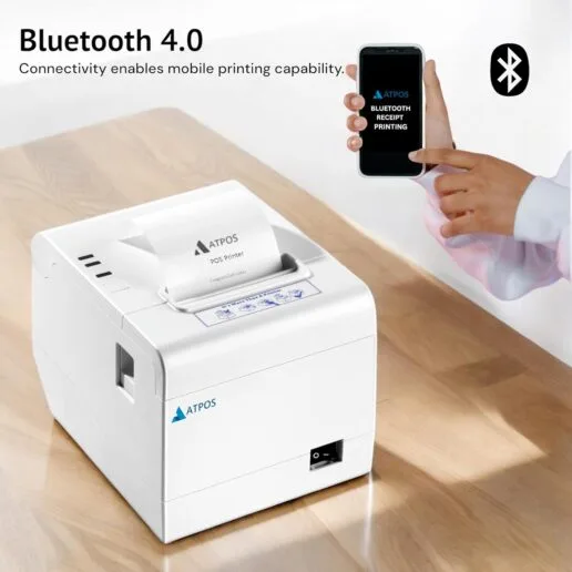 Atpos AT-402 80mm 3 Inch Thermal Receipt Printer (Bluetooth + USB ) | Auto Cutter - Image 2