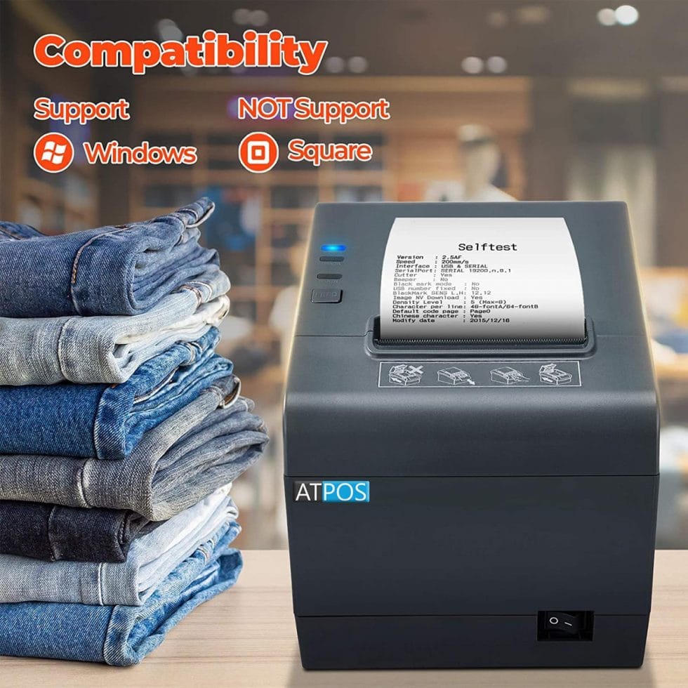 Atpos AT-302 80mm 3 Inch Thermal Receipt Printer | Auto Cutter | USB ...