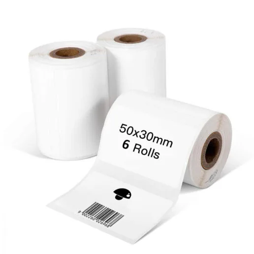 50X30MM Direct Thermal Barcode Sticker Label Paper (2X1.2 INCH) Self-adhesive | 6 PACK