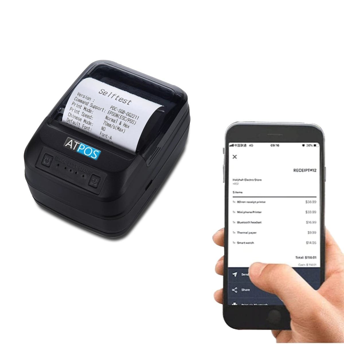 Atpos HL450 58mm Portable Thermal Receipt Printer Bluetooth