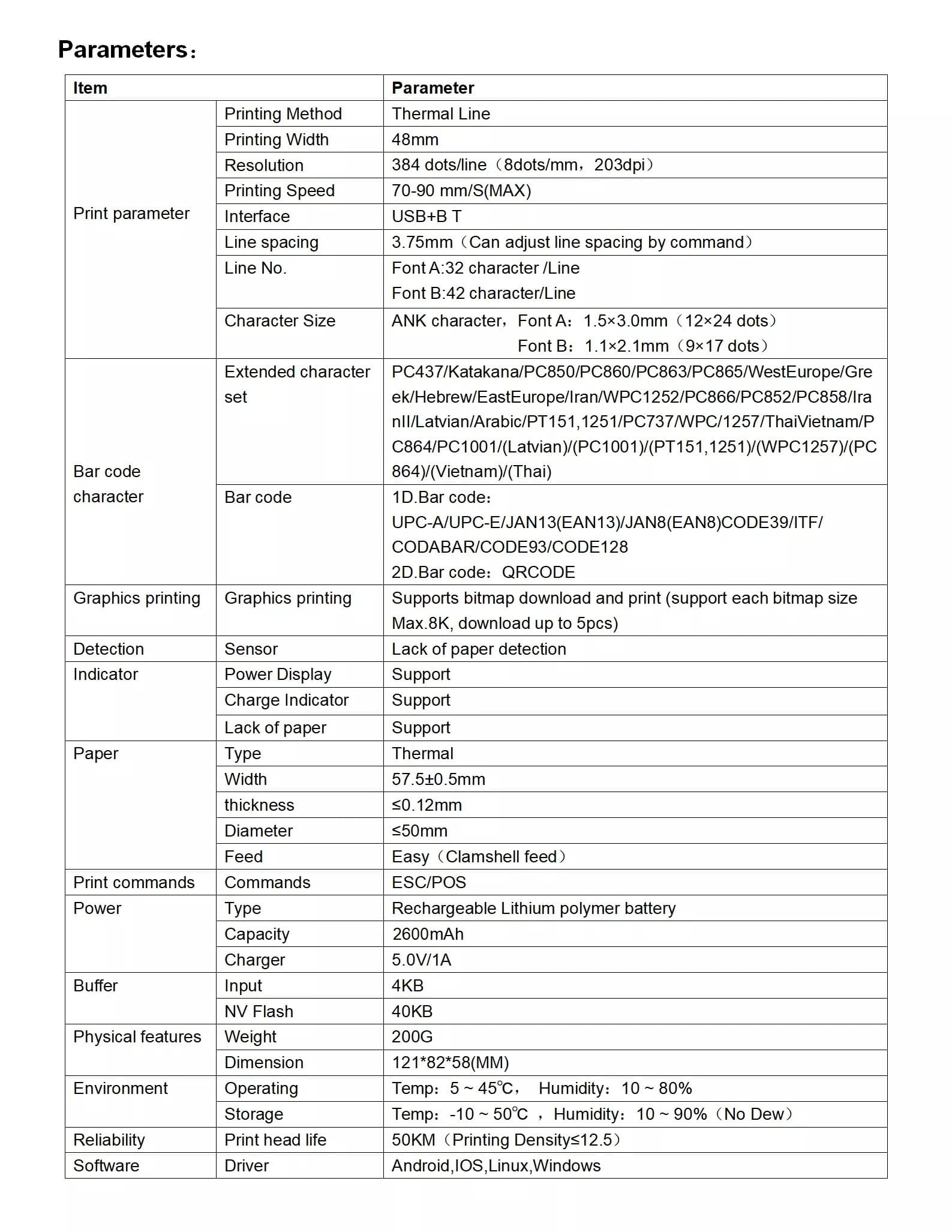 HL450 Tech Specs