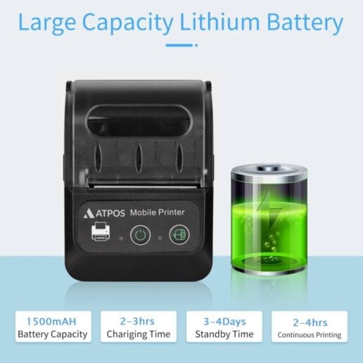 Atpos HL450 58mm Portable Thermal Receipt Printer | Bluetooth | Rechargeable - Image 5