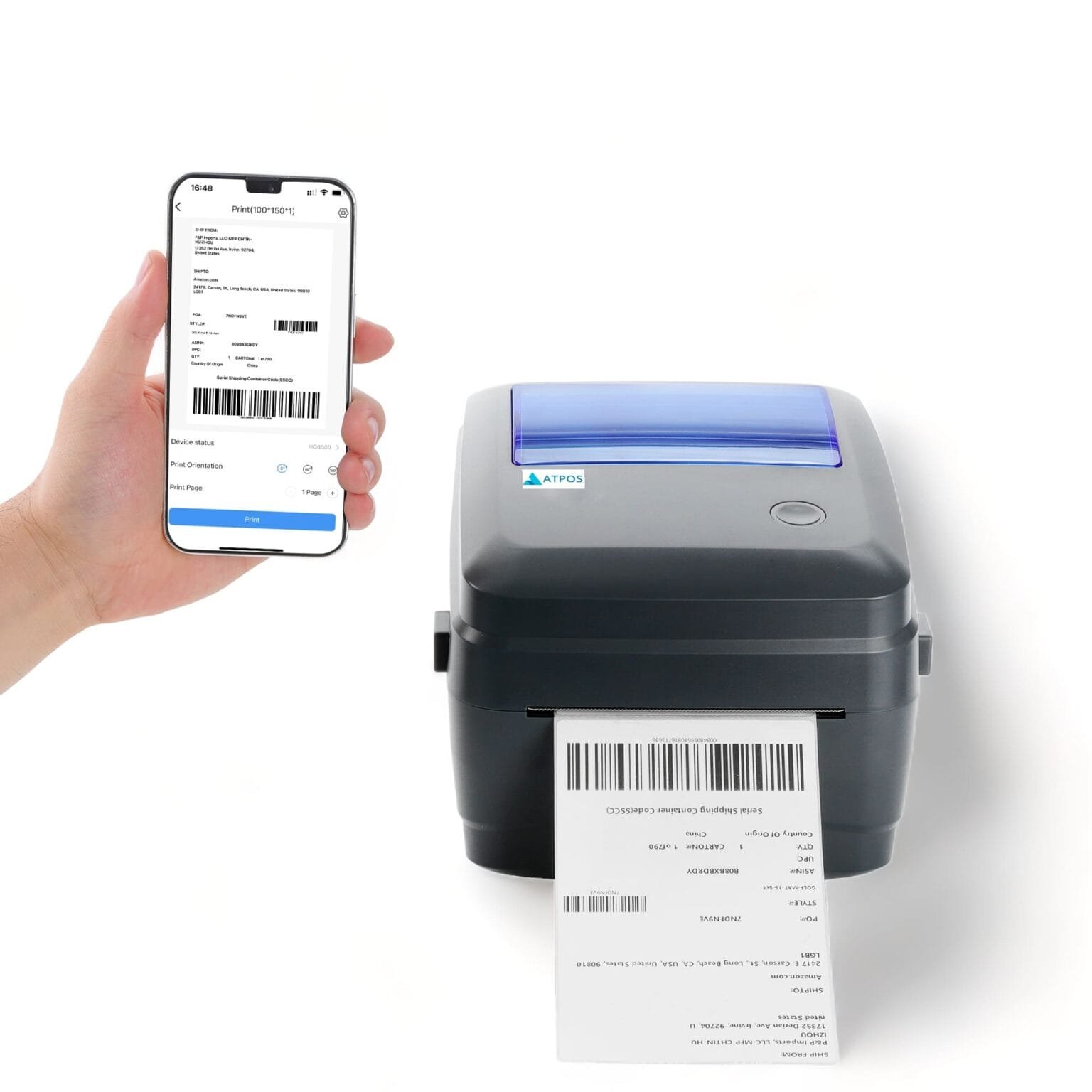 Atpos HQ450L 4 Inch (108mm) Thermal Barcode Shipping Label Sticker