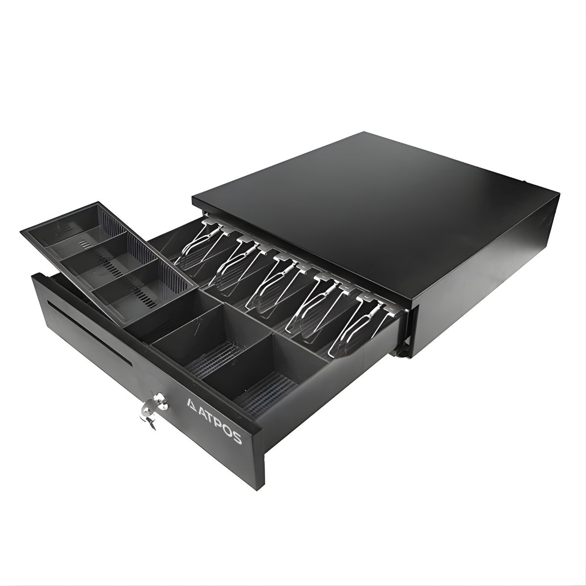 ATPOS 405CB cash drawer with 5 note and 5 coin compartments compatible with Indian currency