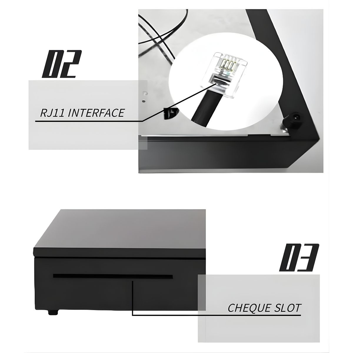 ATPOS 405CB Cash Drawer 5 Note + 5 Coin RJ11 | Heavy Duty Metal POS Cash Drawer - Image 3