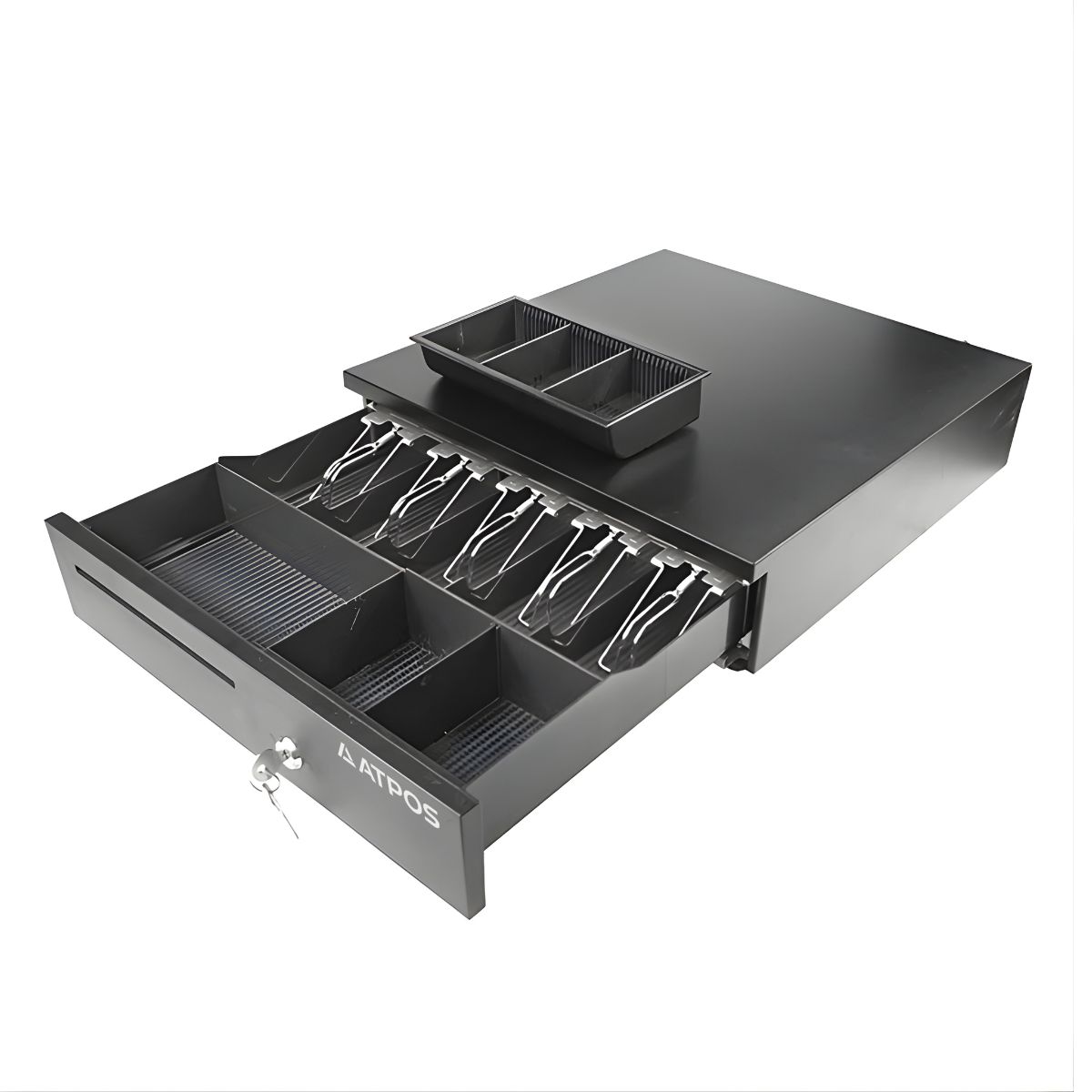 ATPOS 405CB removable cash tray with adjustable dividers for notes and coins