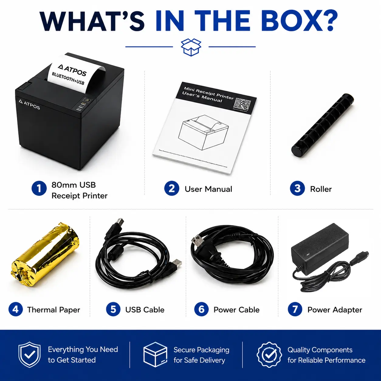 ATPOS AT-301 80mm thermal receipt printer with auto cutter for POS billing and receipt printing.