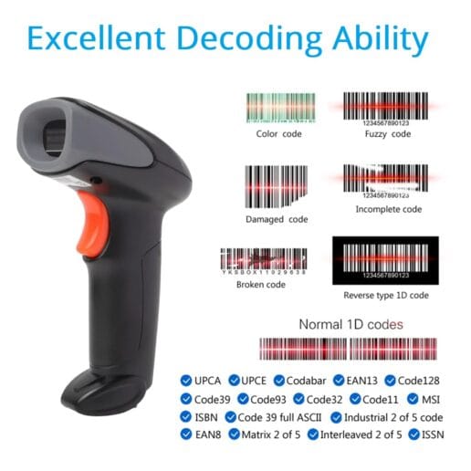 Atpos AT-1100LW 1D Wireless CCD Barcode Scanner | USB | 2.4Ghz Wireless - Image 3