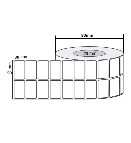 50x30mm 2Up Label Roll Dimensions