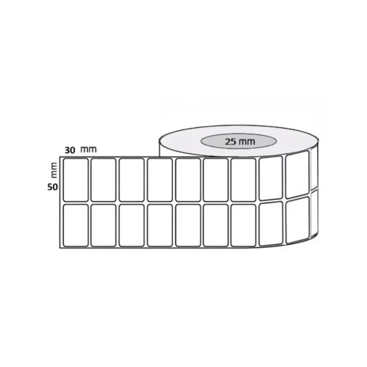 50x30mm 2x1.2 Inch 2UP Chromo Label Roll