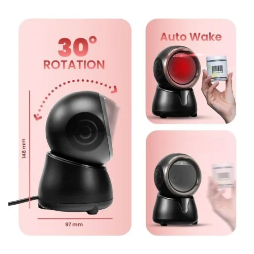 Atpos AT-9400D 2D 1D Desktop Barcode QR Scanner Hands-Free Auto | USB Wired - Image 3