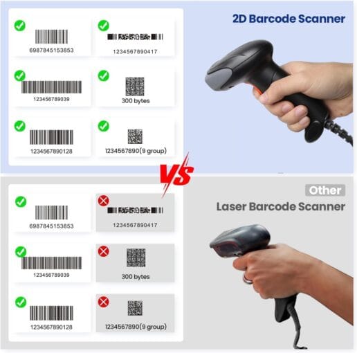 Atpos at 2200D 2D Barcode QR Scanner Wired | USB Wired | Billing for Retail Stores, Warehouse | Plug and Play (2D+1D Wired) - Image 2