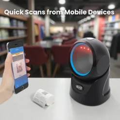 ATPOS 1100D scanning mobile phone screen QR code at cashier counter