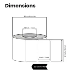 Alternative view of Portable Direct Thermal Label Printer Rolls Pack of 5 | 50x25 (2x1 Inch) | 50x30 (2x1.2 Inch)