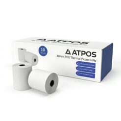 ATPOS 80mm Thermal Paper Roll Pack of 10, 55 GSM, 40 Meter Length for POS Receipt Printers